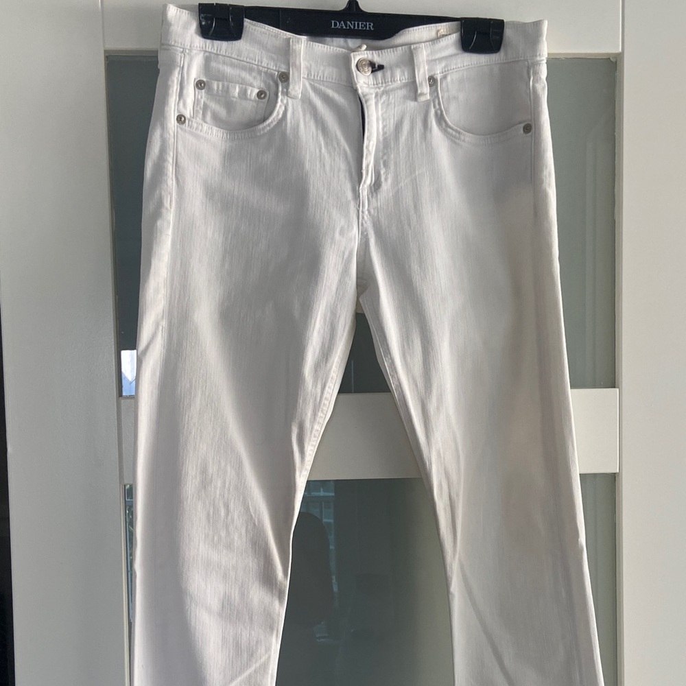 Rag & Bone White Straight-Leg Denim Jeans